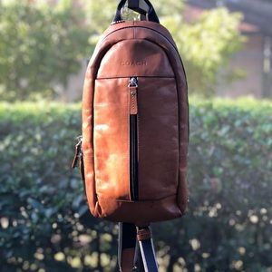 COACH VINTAGE LEATHER CROSSBODY SLING BAG [PREOWNED]